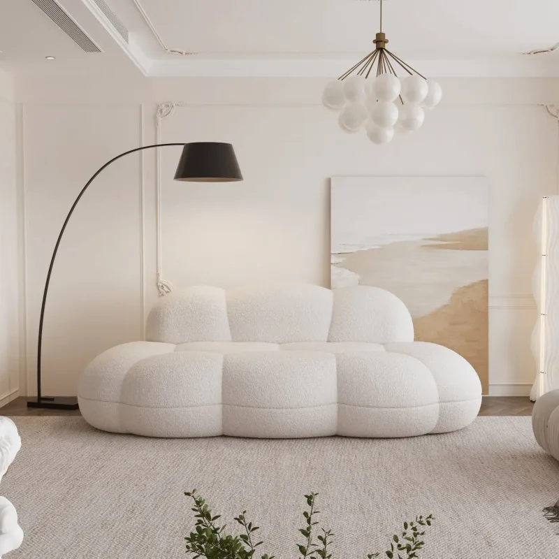 Atunus Home Bubble Curve boneless sherpa loveseat in White