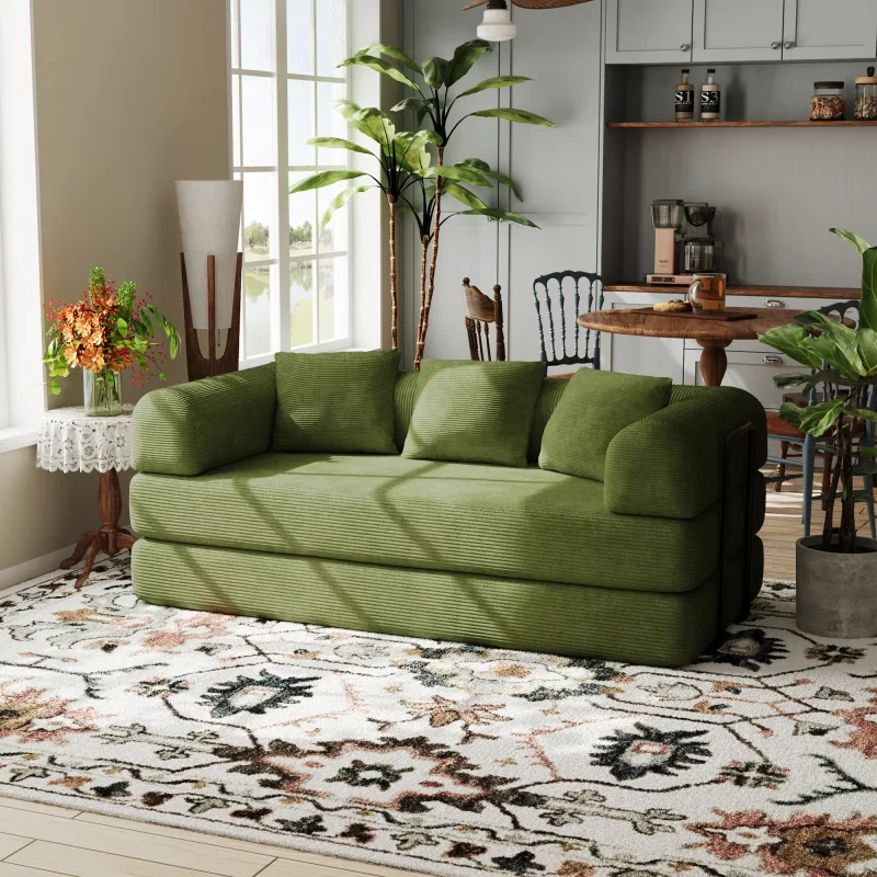 Mercer41 Adame 79-inch convertible sleeper in Olive Green